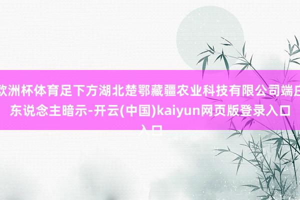 欧洲杯体育足下方湖北楚鄂藏疆农业科技有限公司端庄东说念主暗示-开云(中国)kaiyun网页版登录入口