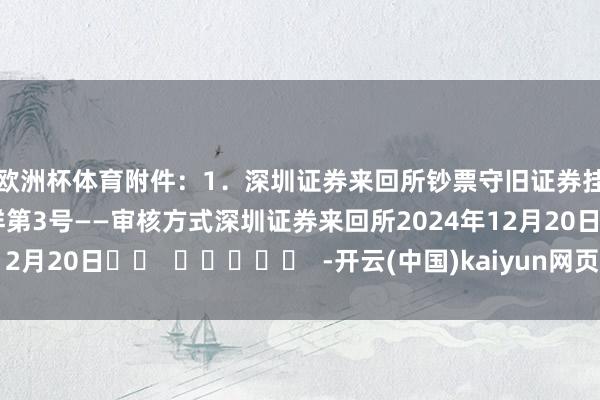 欧洲杯体育　　附件：1．深圳证券来回所钞票守旧证券挂牌要求审核业务一样第3号——审核方式　　深圳证券来回所　　2024年12月20日		  					  -开云(中国)kaiyun网页版登录入口