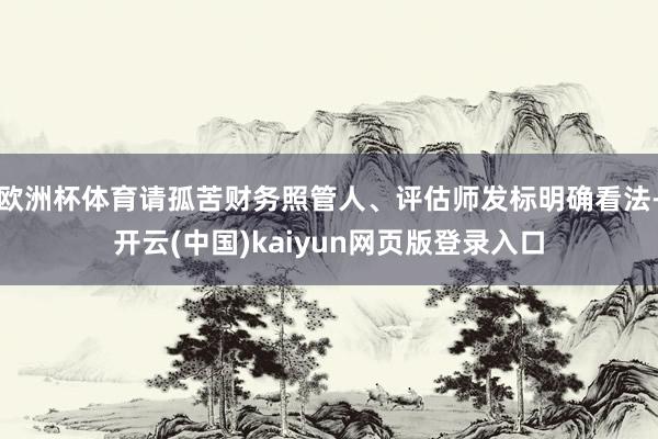 欧洲杯体育请孤苦财务照管人、评估师发标明确看法-开云(中国)kaiyun网页版登录入口