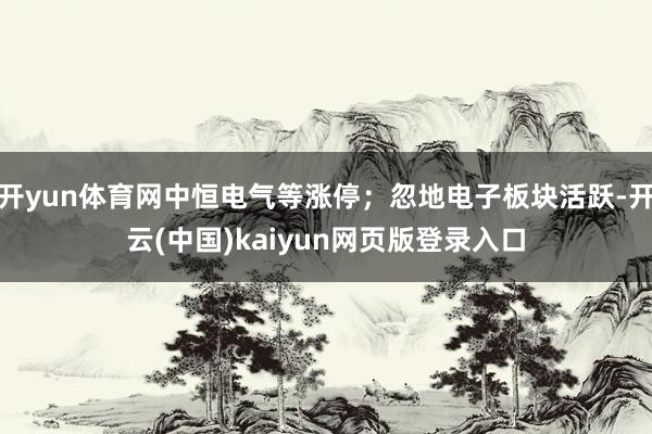 开yun体育网中恒电气等涨停；忽地电子板块活跃-开云(中国)kaiyun网页版登录入口