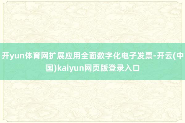 开yun体育网扩展应用全面数字化电子发票-开云(中国)kaiyun网页版登录入口