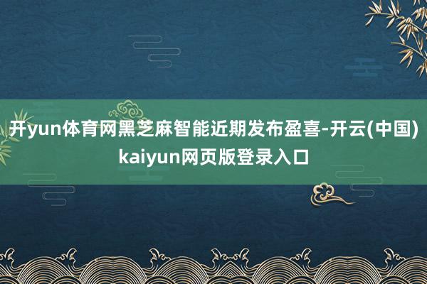 开yun体育网黑芝麻智能近期发布盈喜-开云(中国)kaiyun网页版登录入口