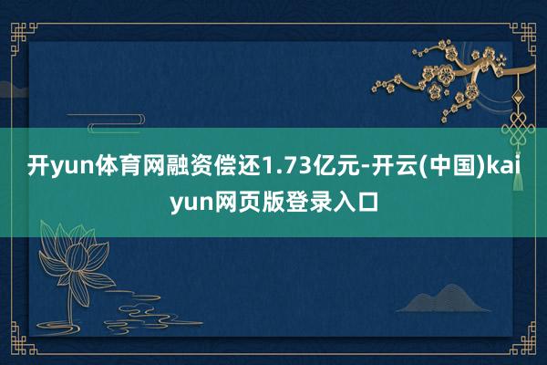 开yun体育网融资偿还1.73亿元-开云(中国)kaiyun网页版登录入口