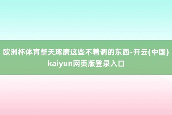 欧洲杯体育整天琢磨这些不着调的东西-开云(中国)kaiyun网页版登录入口