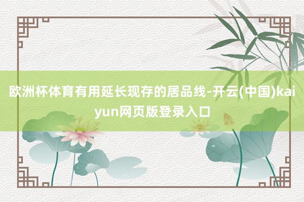 欧洲杯体育有用延长现存的居品线-开云(中国)kaiyun网页版登录入口