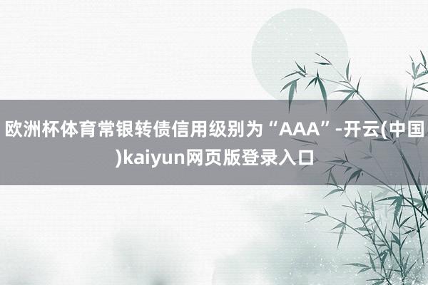 欧洲杯体育常银转债信用级别为“AAA”-开云(中国)kaiyun网页版登录入口